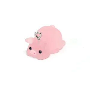 1, 4 or 20 Pieces: Pink Acrylic 3D Cute Pig Charm