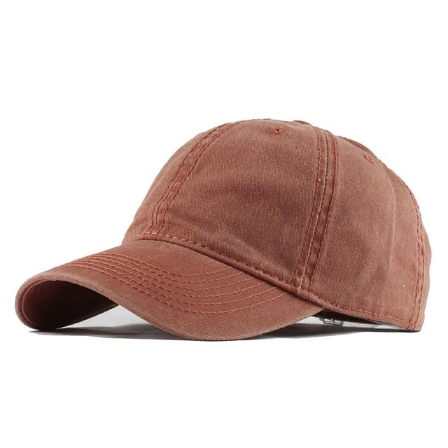 100% Washed Cotton Solid Color Snapback Baseball Cap