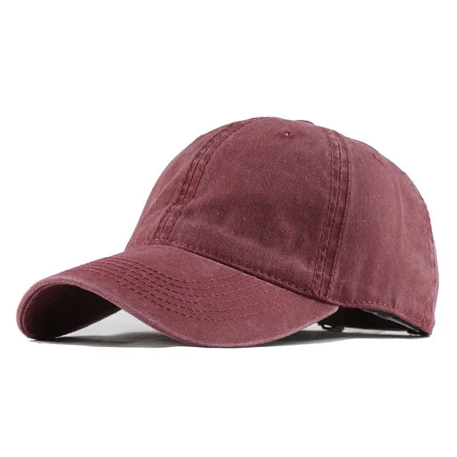 100% Washed Cotton Solid Color Snapback Baseball Cap