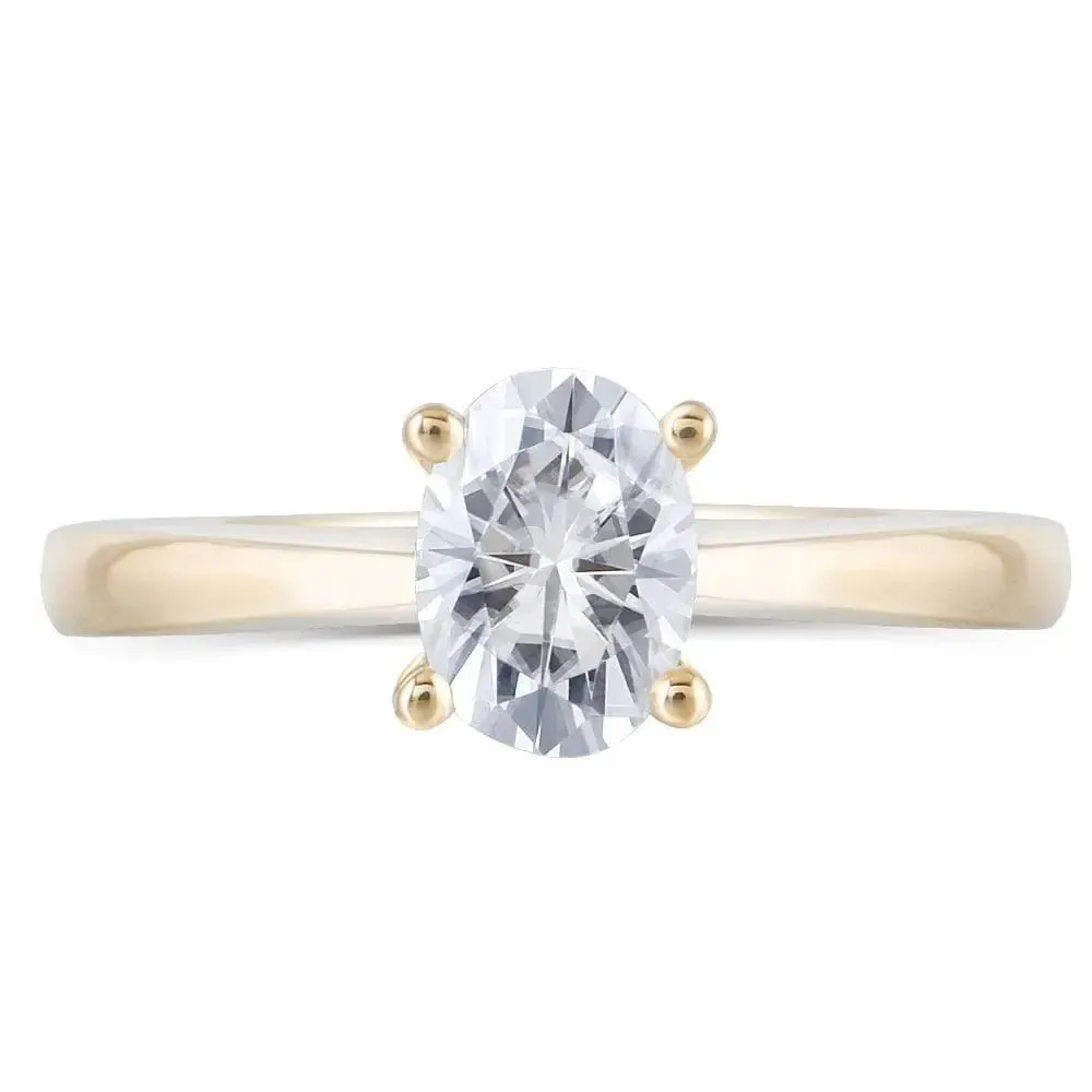 10k / 14k / 18k Yellow Gold Oval Cut Solitaire Moissanite Ring 1ct