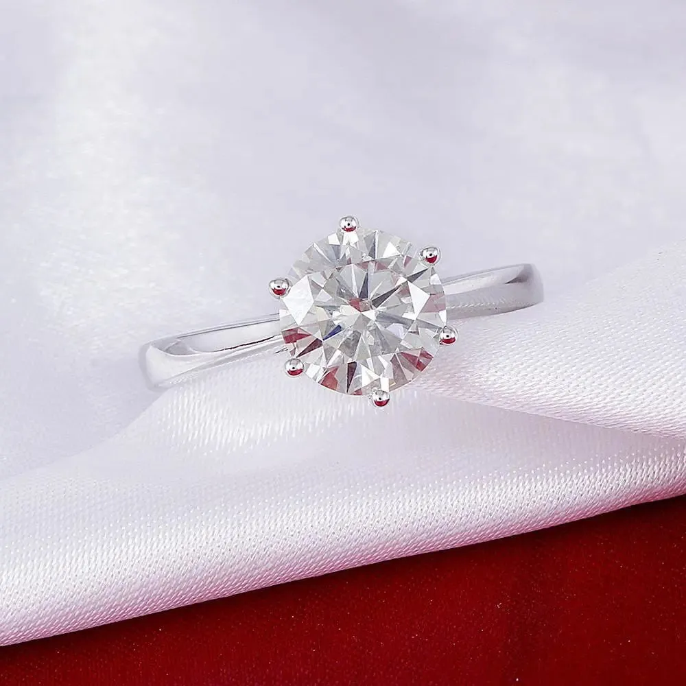 10k / 14k White Gold Solitaire Moissanite Ring 2ct or 3ct