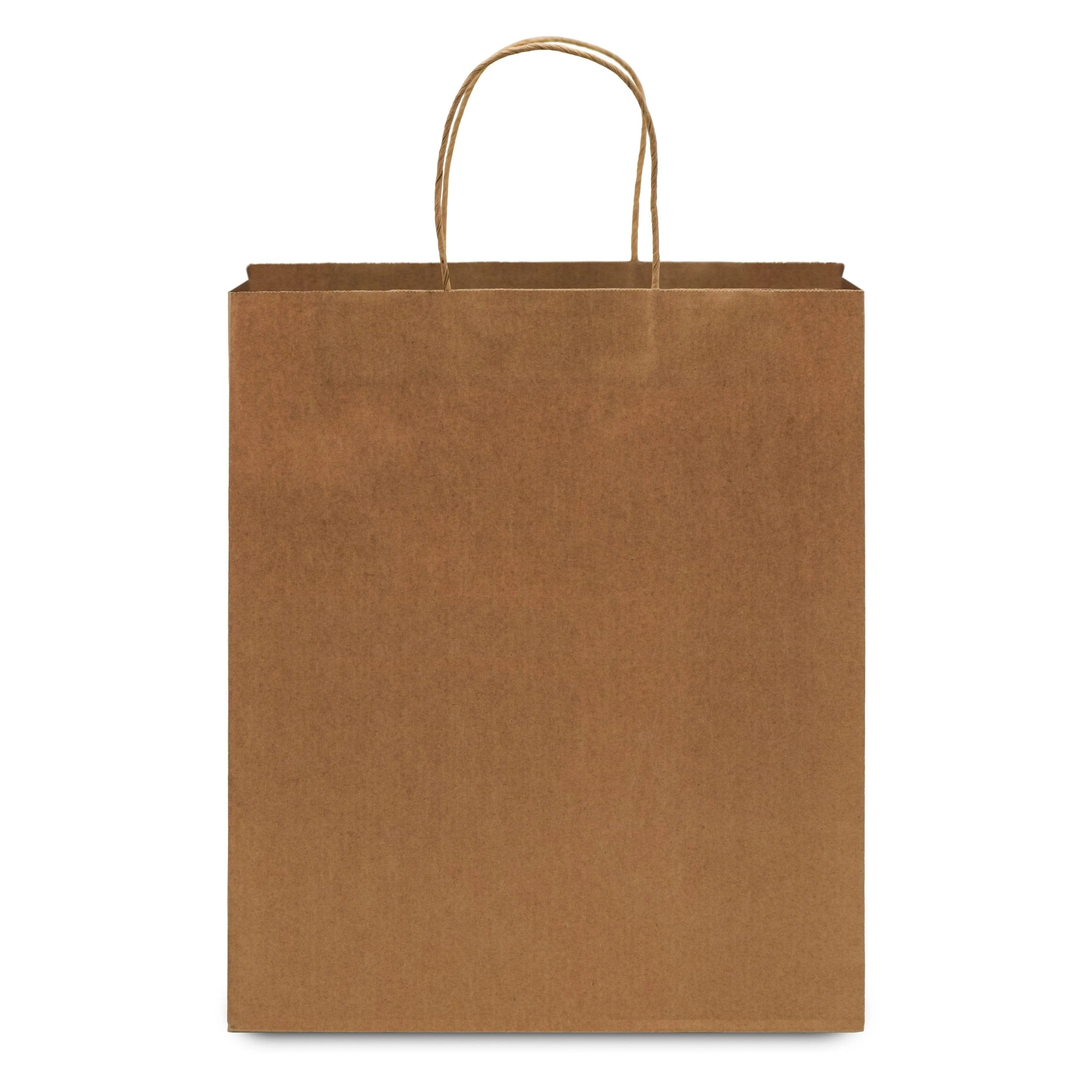 10x6.75x12 Brown Paper Takeout Bags with Handles