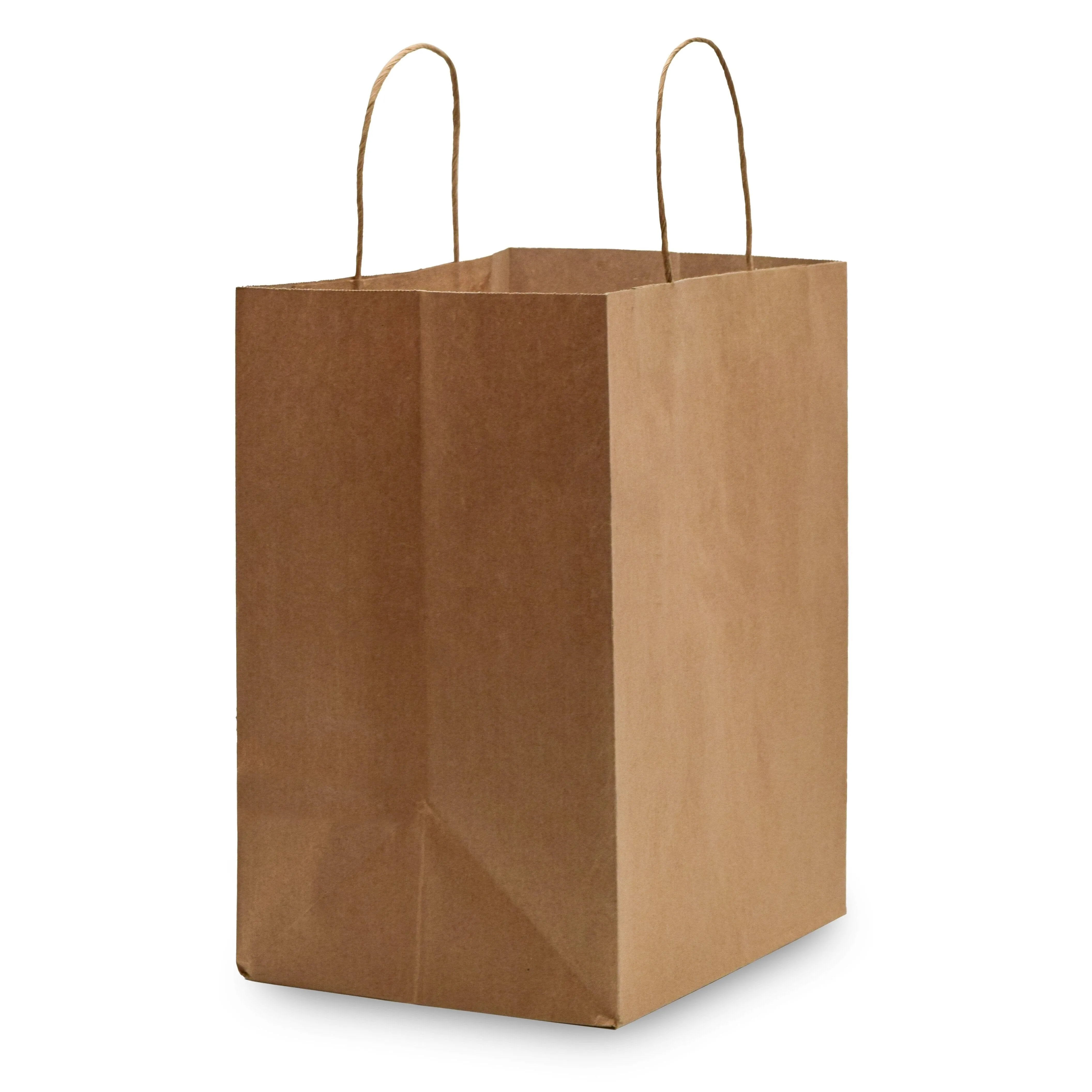 10x6.75x12 Brown Paper Takeout Bags with Handles