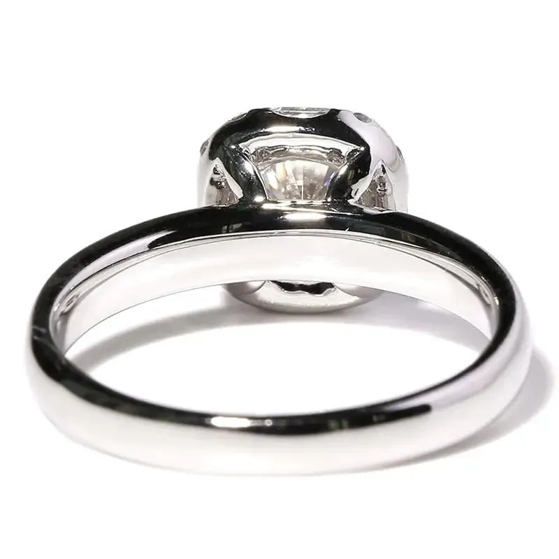 14k White Gold Halo Moissanite Ring 1ct Center Stone