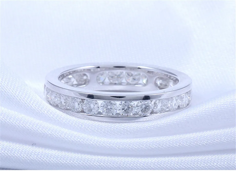 14k White Gold Moissanite Eternity Ring 1.6ct Total