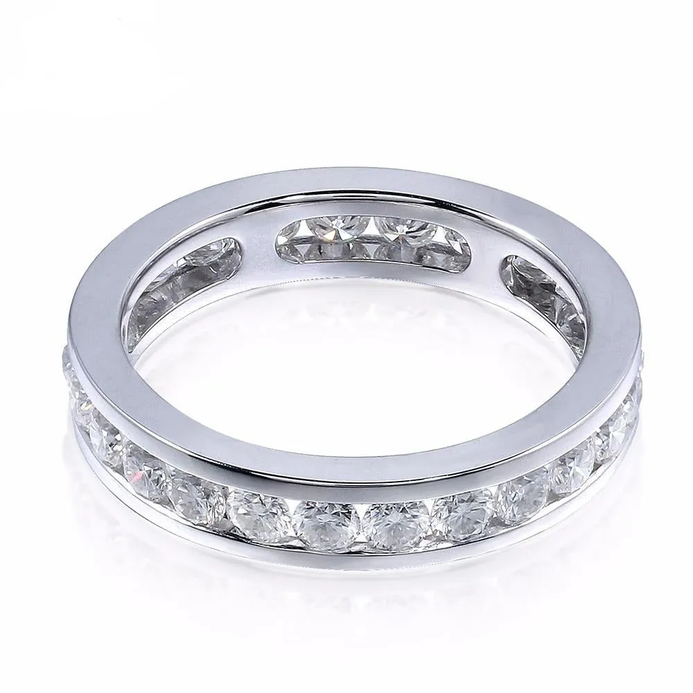 14k White Gold Moissanite Eternity Ring 1.6ct Total