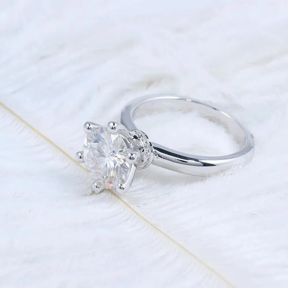 14k White Gold Solitaire Moissanite Ring 1ct - 5ct Options