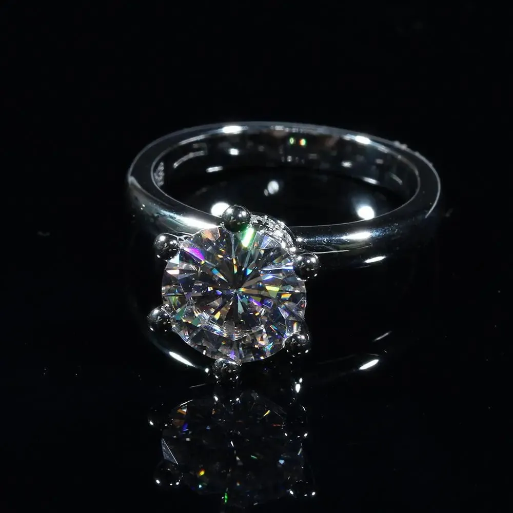 14k White Gold Solitaire Moissanite Ring 1ct - 5ct Options