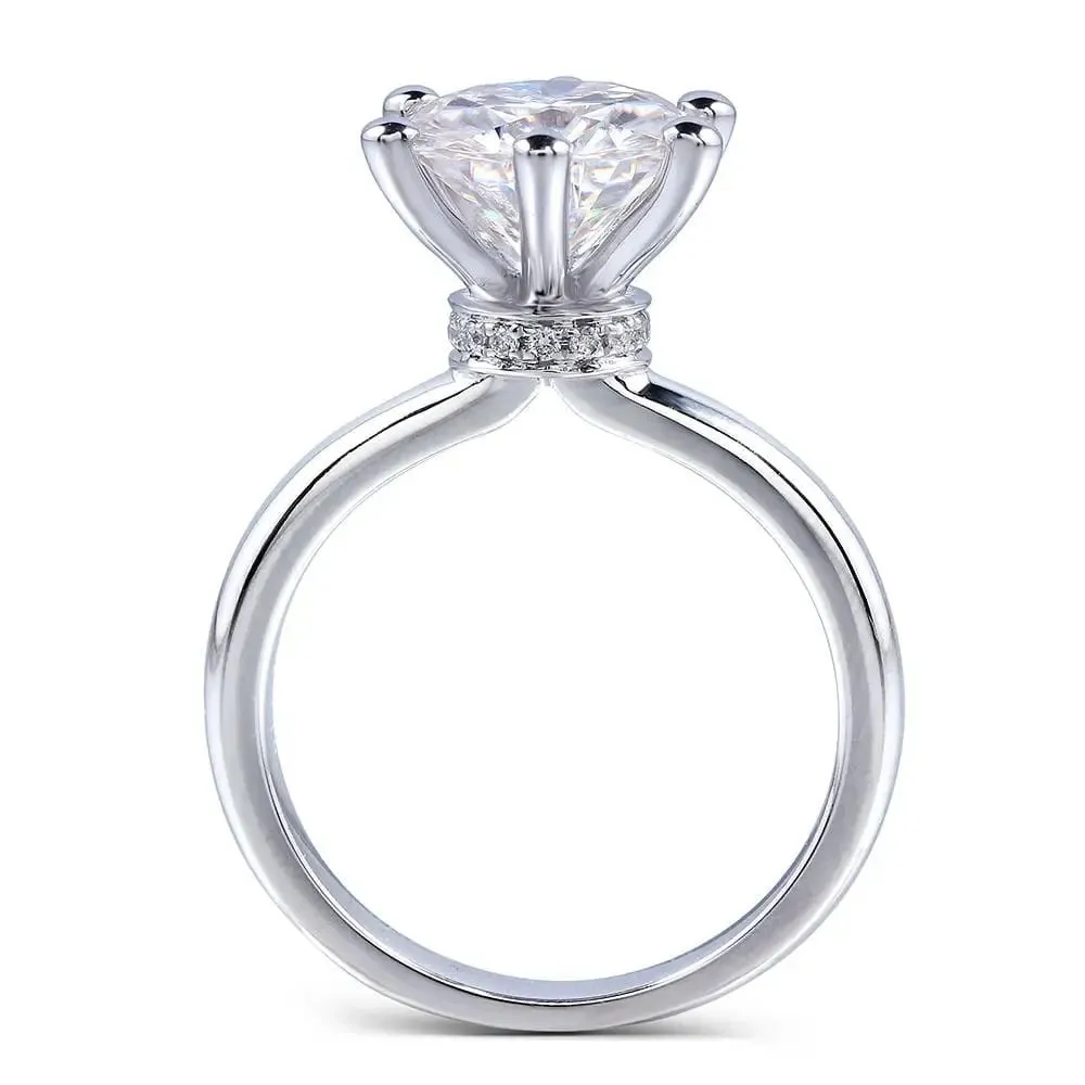 14k White Gold Solitaire Moissanite Ring 1ct - 5ct Options