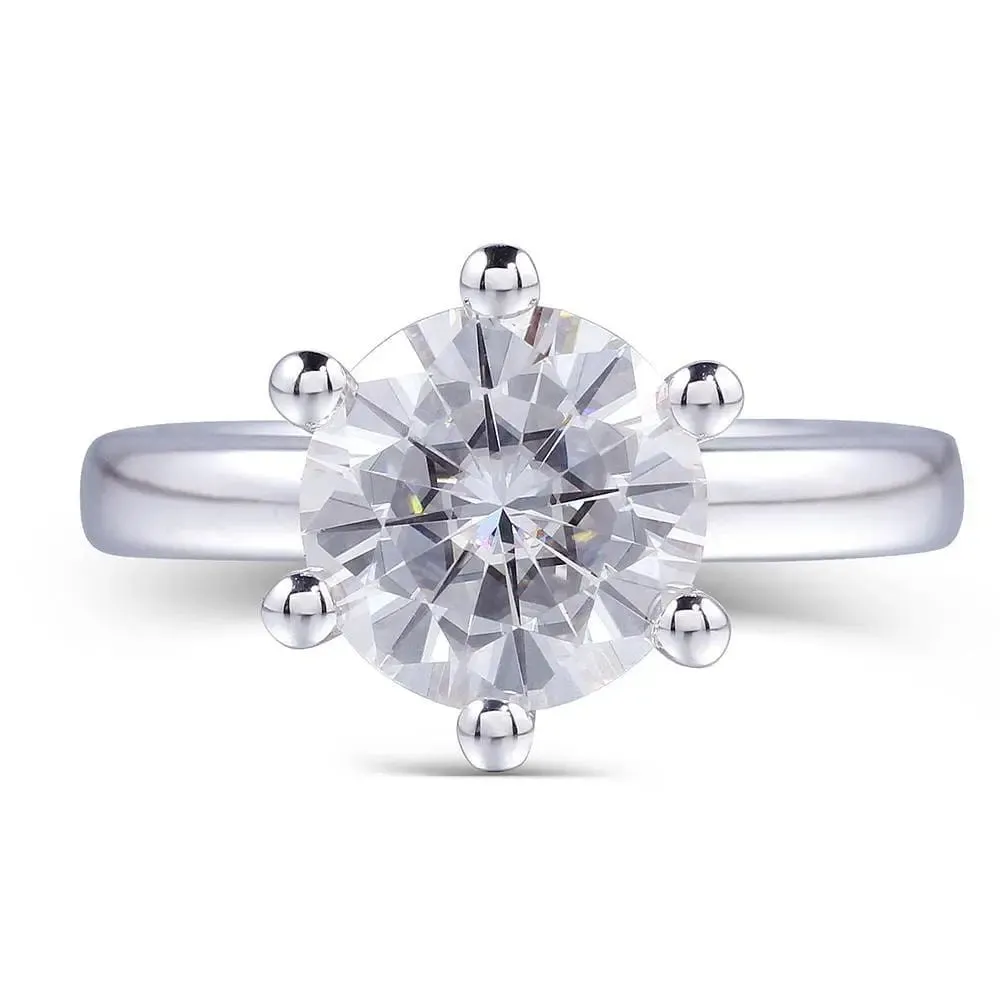 14k White Gold Solitaire Moissanite Ring 1ct - 5ct Options