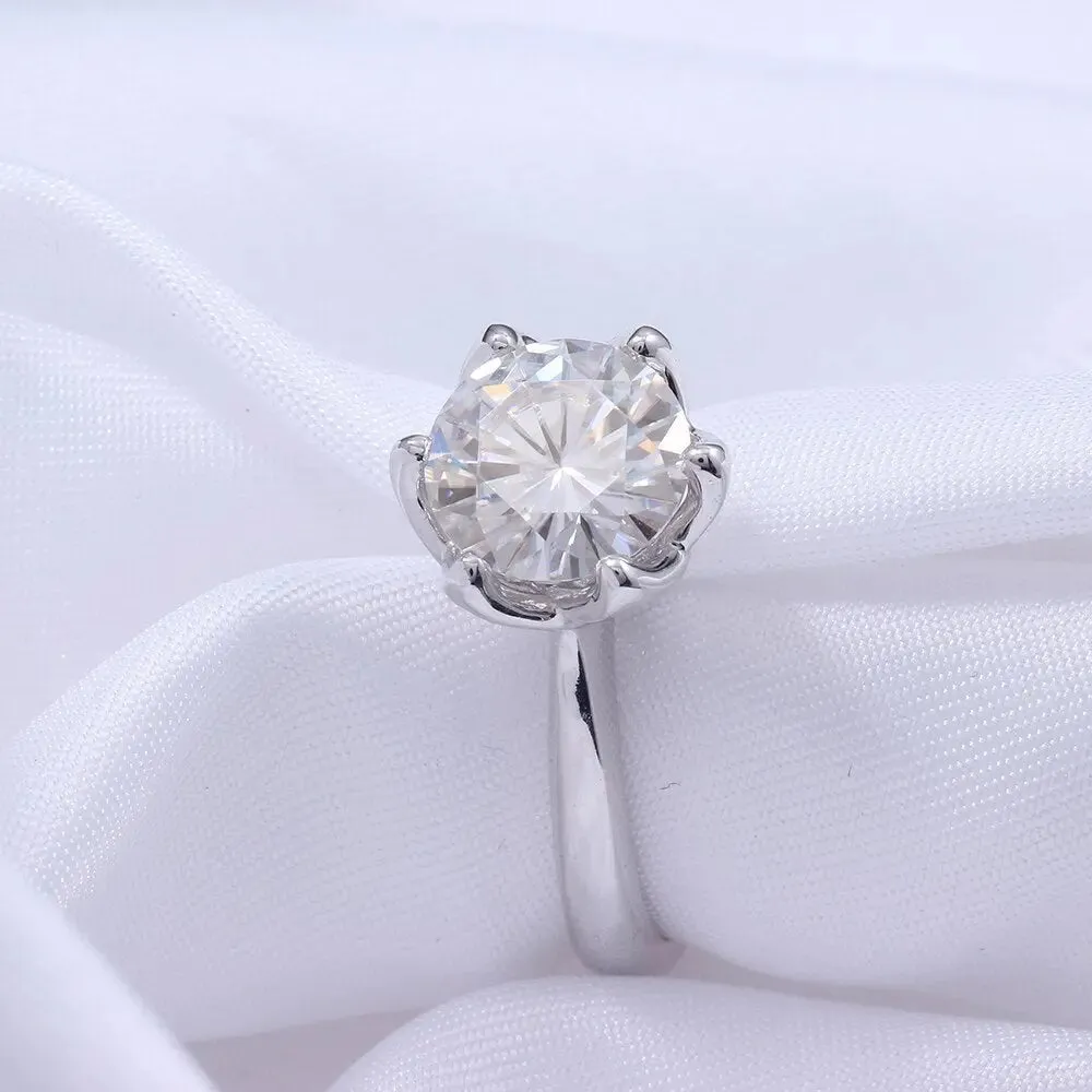 14k White Gold Solitaire Moissanite Ring 2ct