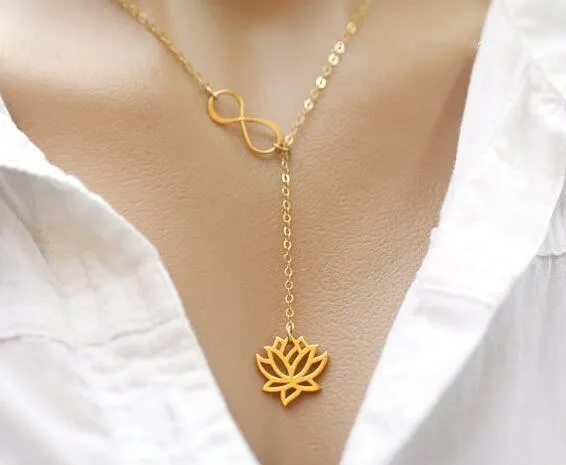 18k gold/sterling sliver Lotus Flower Pendant Necklace