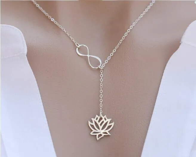 18k gold/sterling sliver Lotus Flower Pendant Necklace