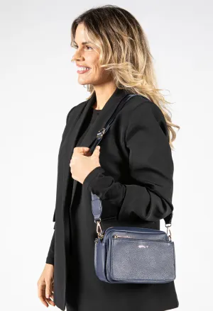 3 Pocket Leather Look Crossbody