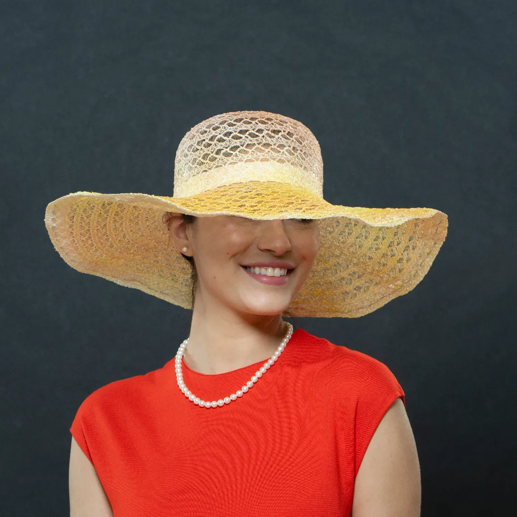 AC4434-Yellow Orange and White ladies' hat