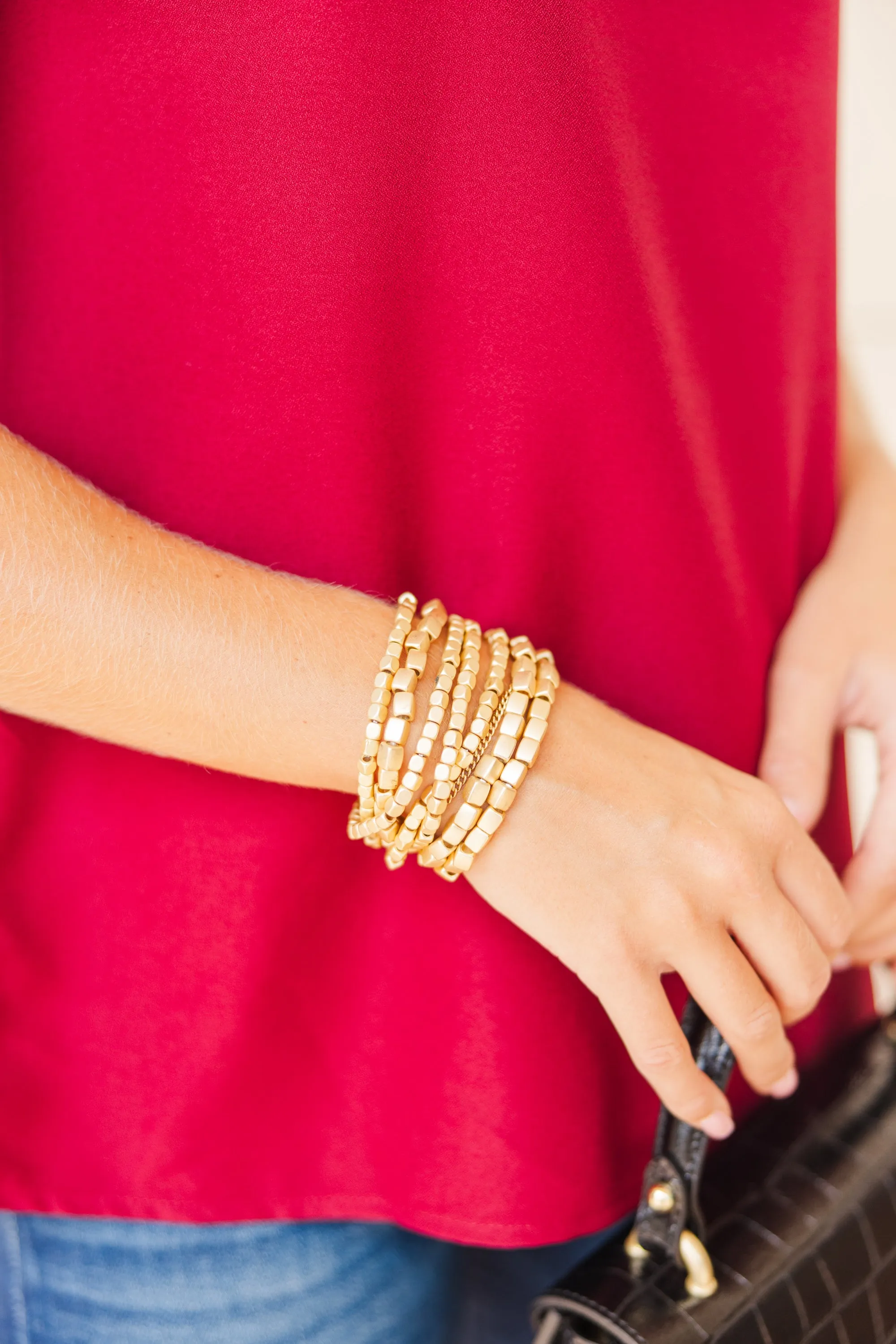 All Heart Gold Beaded Bracelet Set