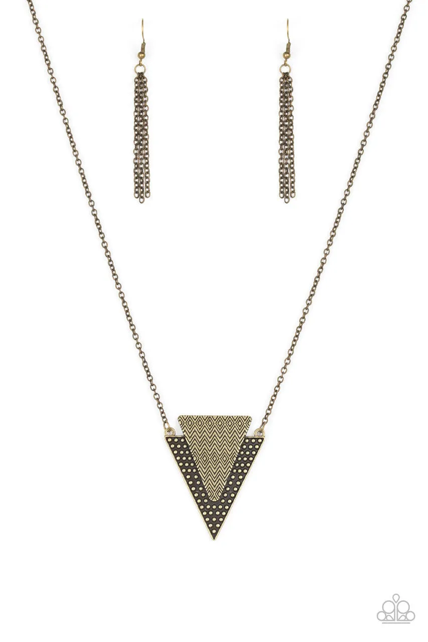 Ancient Arrow Brass Paparazzi Necklace