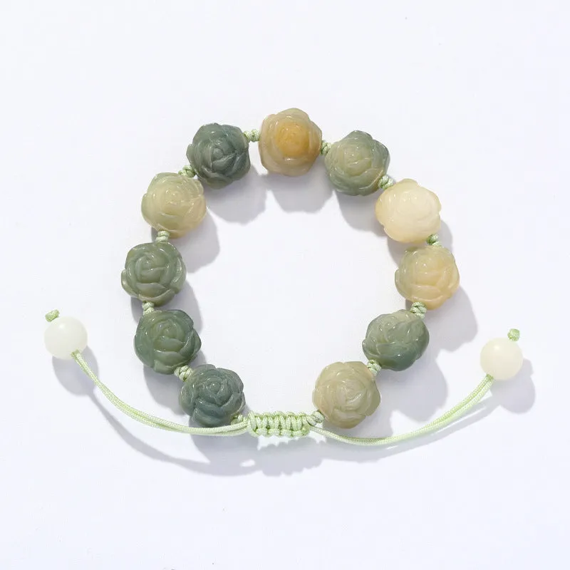 Ancient Style Gradient Jade Bracelet with Sterling Silver Needle