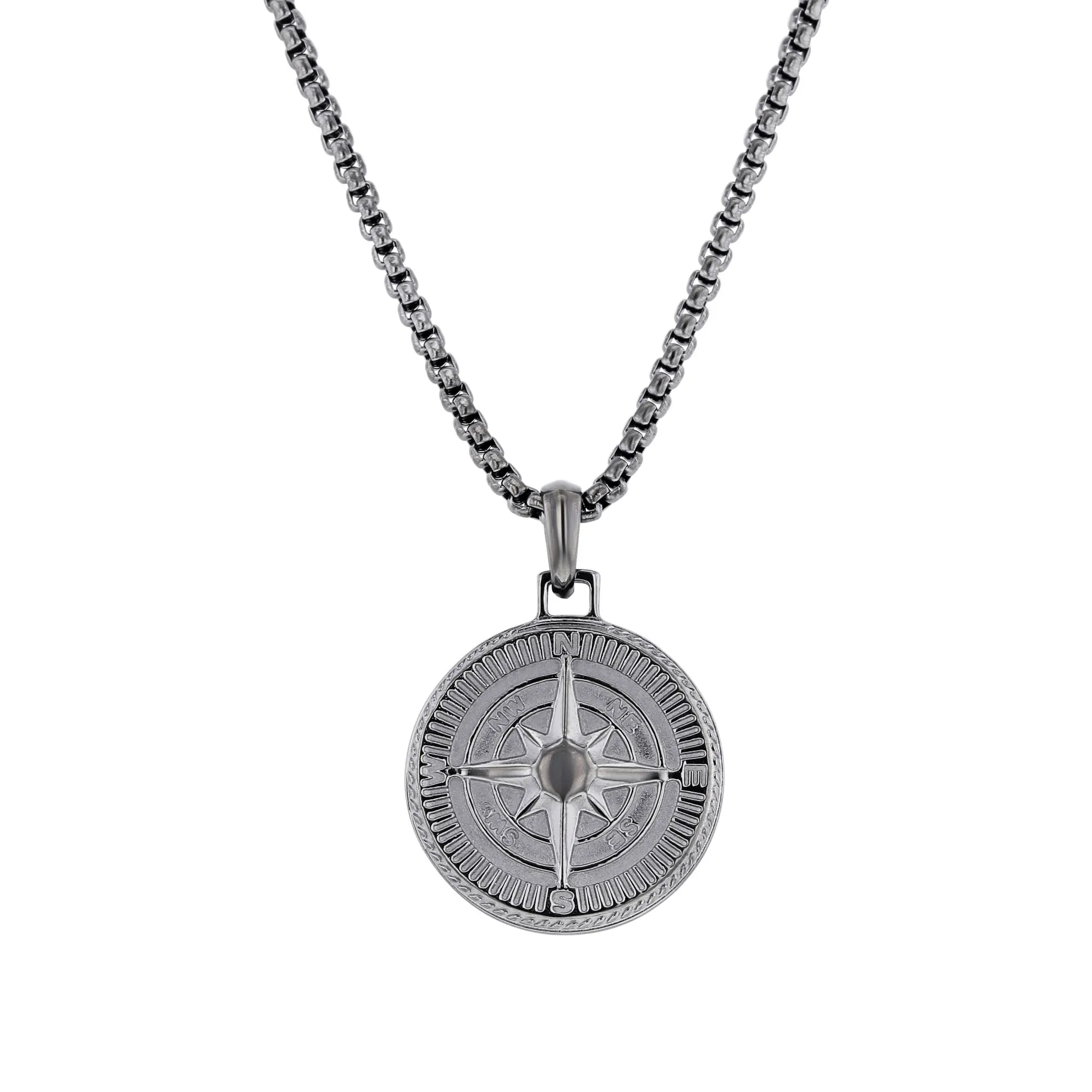 Astern Compass Stainless Steel Necklace