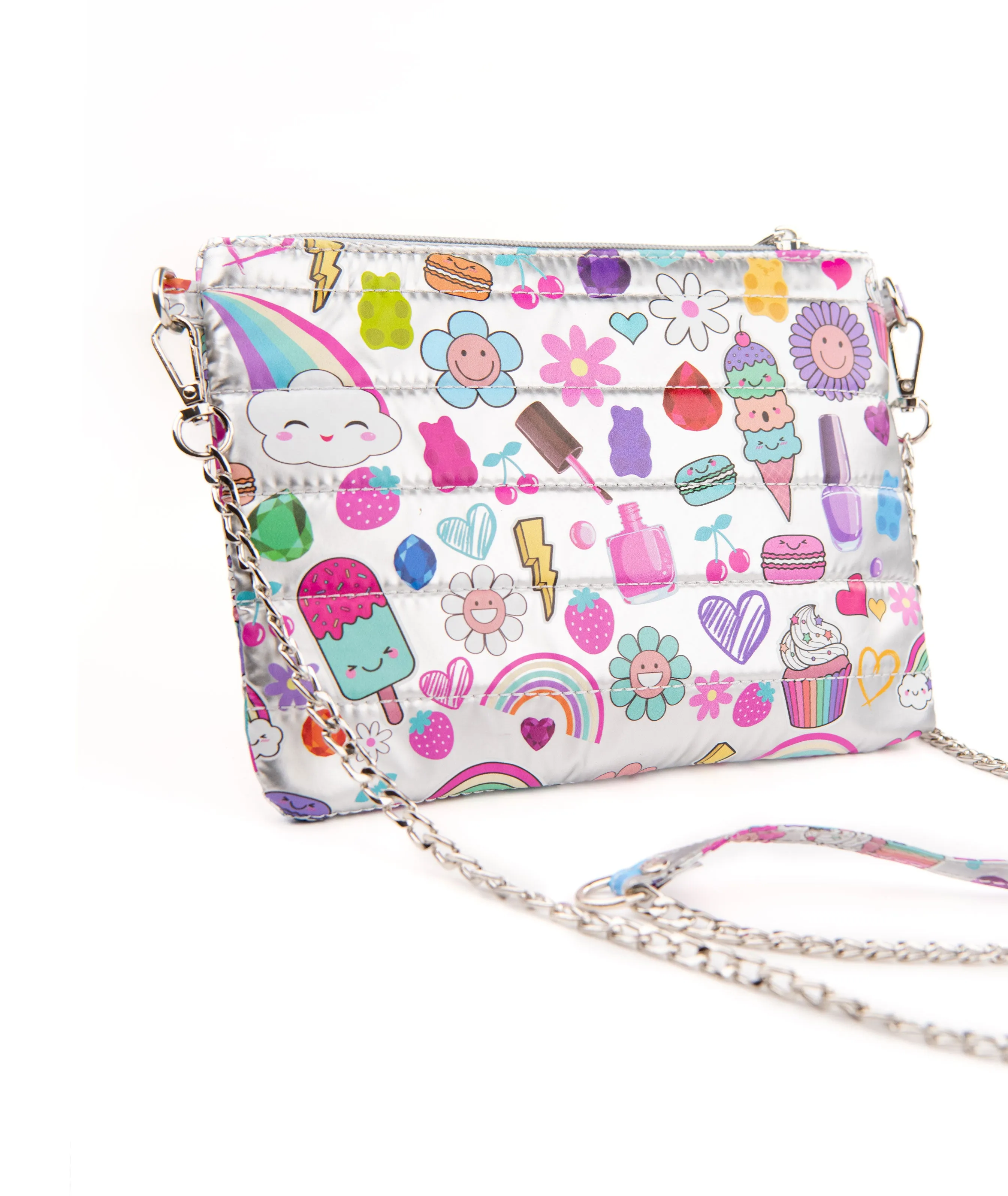 Bari Lynn Silver Print Crossbody Bag