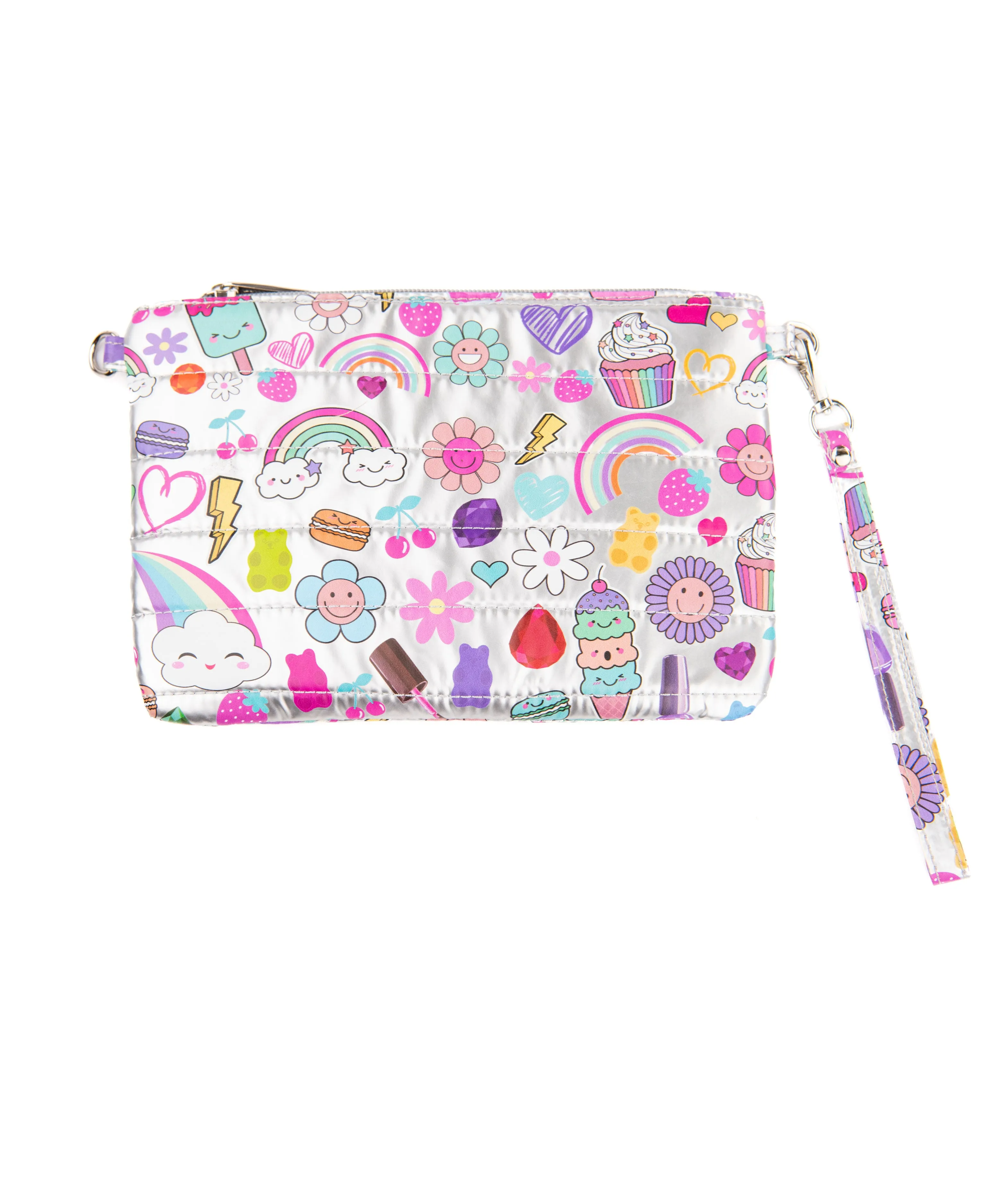 Bari Lynn Silver Print Crossbody Bag