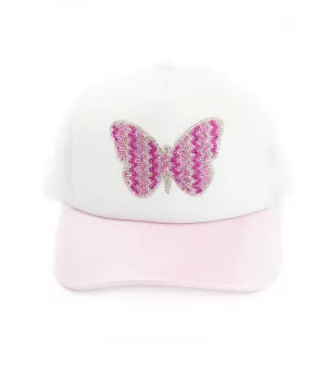 Bari Lynn Trucker Hat Light Pink Butterfly