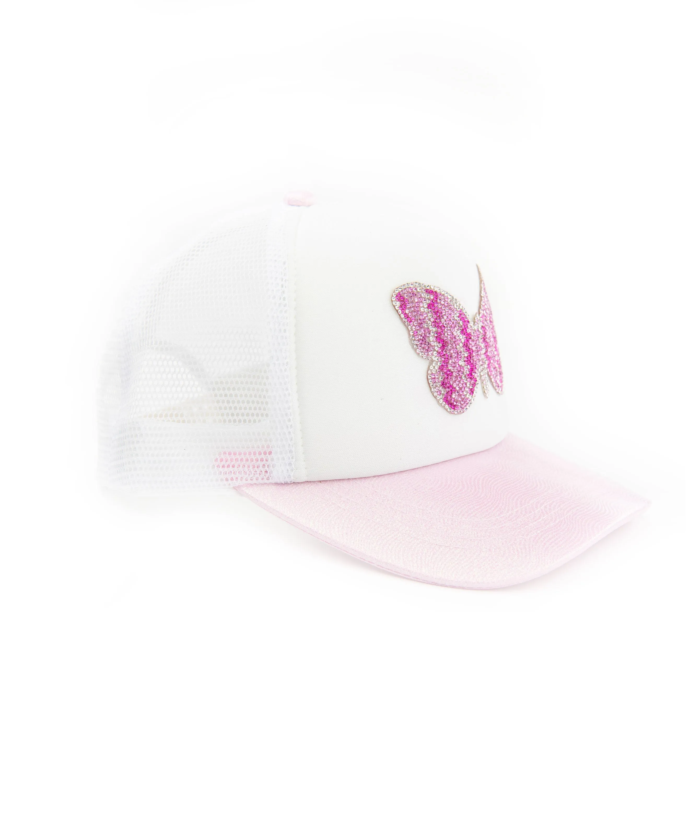 Bari Lynn Trucker Hat Light Pink Butterfly