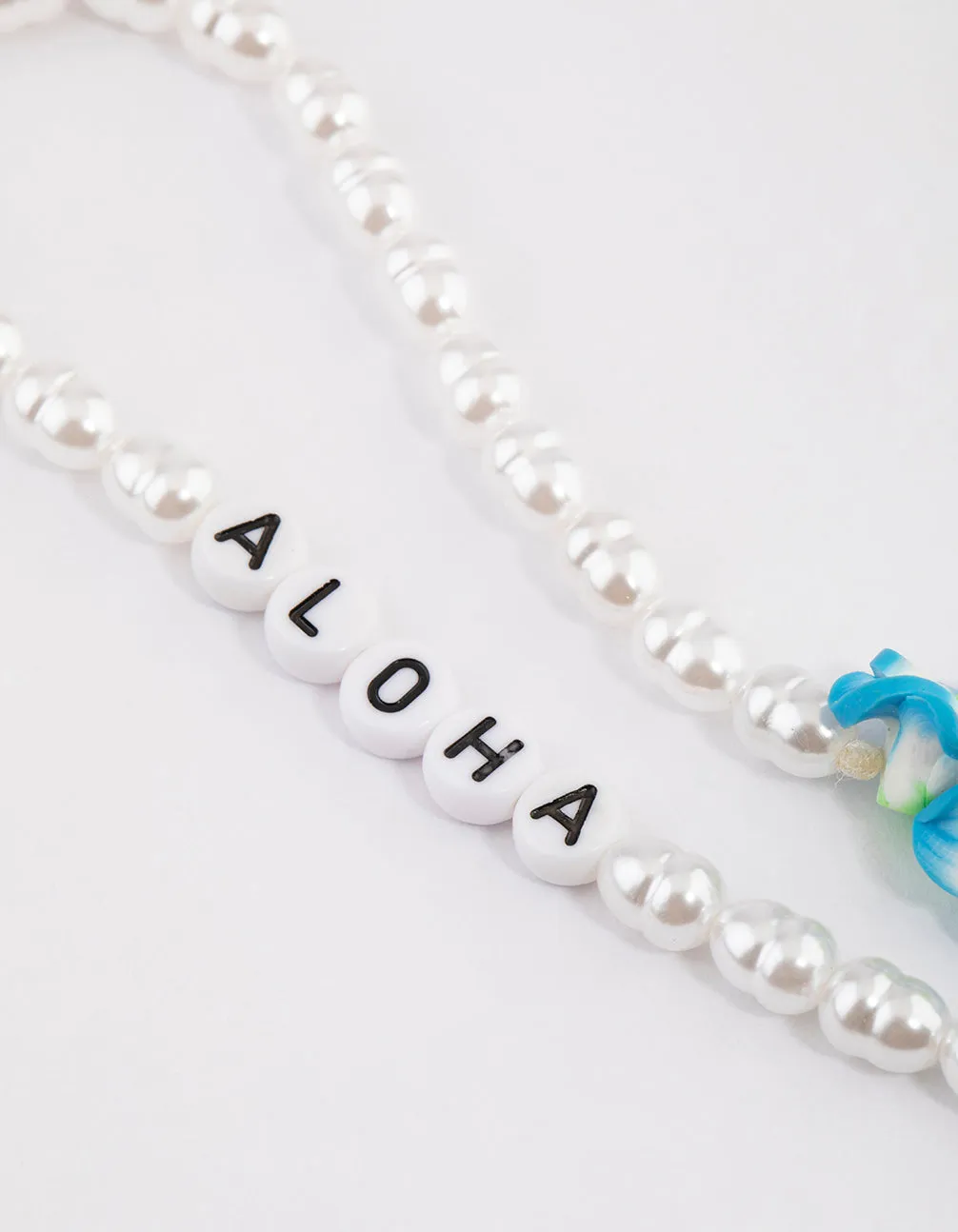 Beaded Pearl Hibiscus Phone Strap