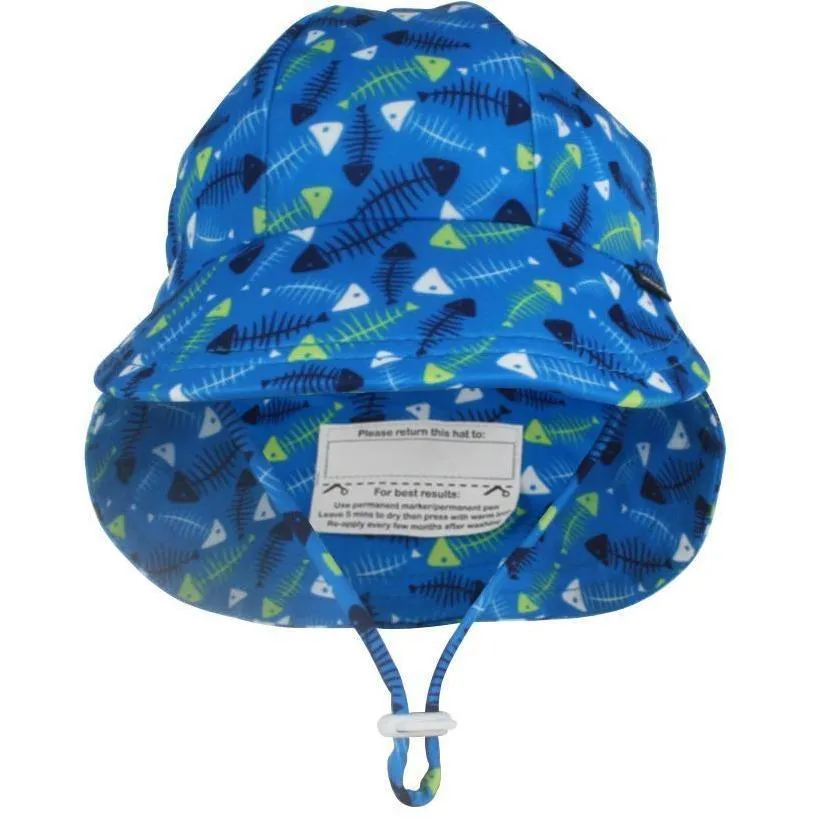 Bedhead Boys Legionnaire UPF50  Swim Hat 'Fish Bones' Print