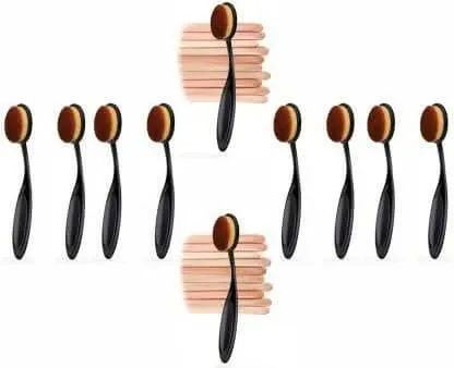 Bingeable 10 Pcs Oval Professional Makeup Brushes Set Soft Synthetic Multi Purpose Makeup Brushes Set (Gold\Multi color,PACK OF 10)