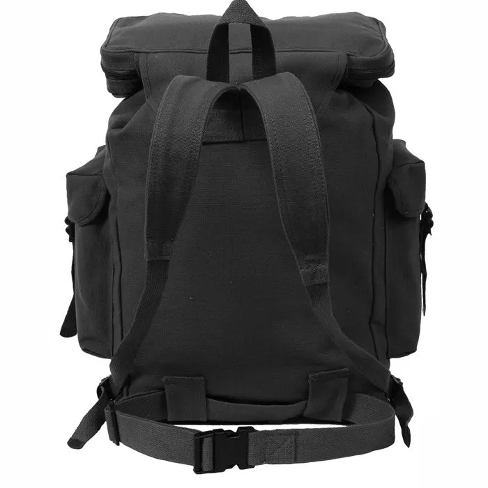 Black - Canvas European Style Rucksack Backpack