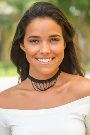 Black Crochet Choker with Chain Detail