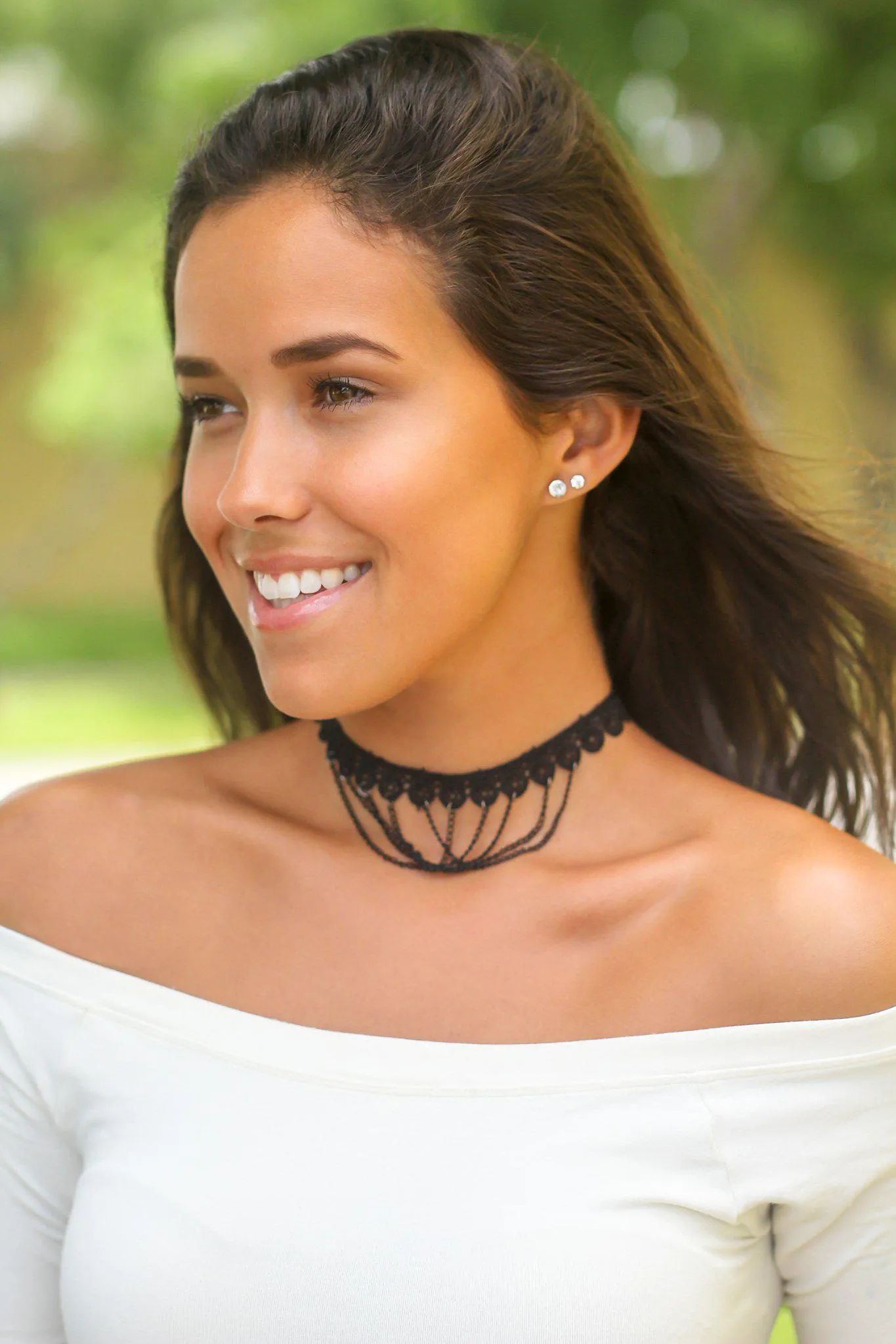 Black Crochet Choker with Chain Detail