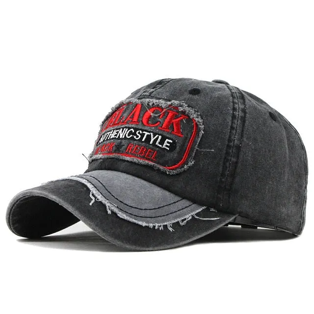 Black Rebel Authentic Style Embroidered Baseball Cap