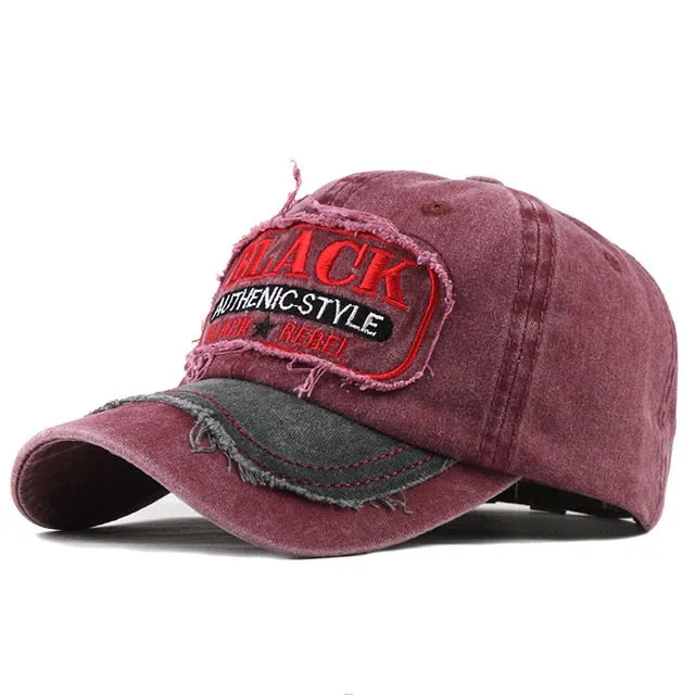 Black Rebel Authentic Style Embroidered Baseball Cap