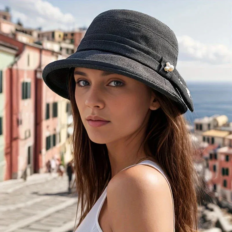 Breathable Straw Bucket Hat - Solid Color Summer Sun Hat