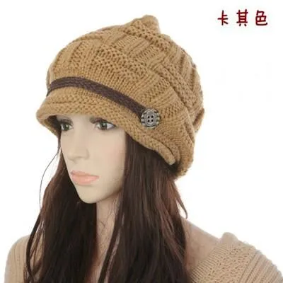 Cabled Checker Pattern Casual Warm Knitted Winter Beanie Cap