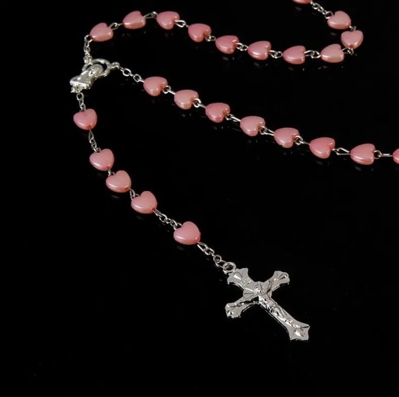 Catholic porcelain white love rosary prayer necklace, Mary blessing rosary prayer necklace