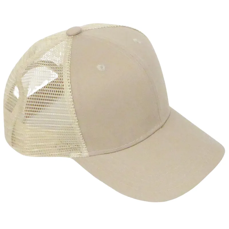 Children's Mesh Trucker Snapback Hat in Sand