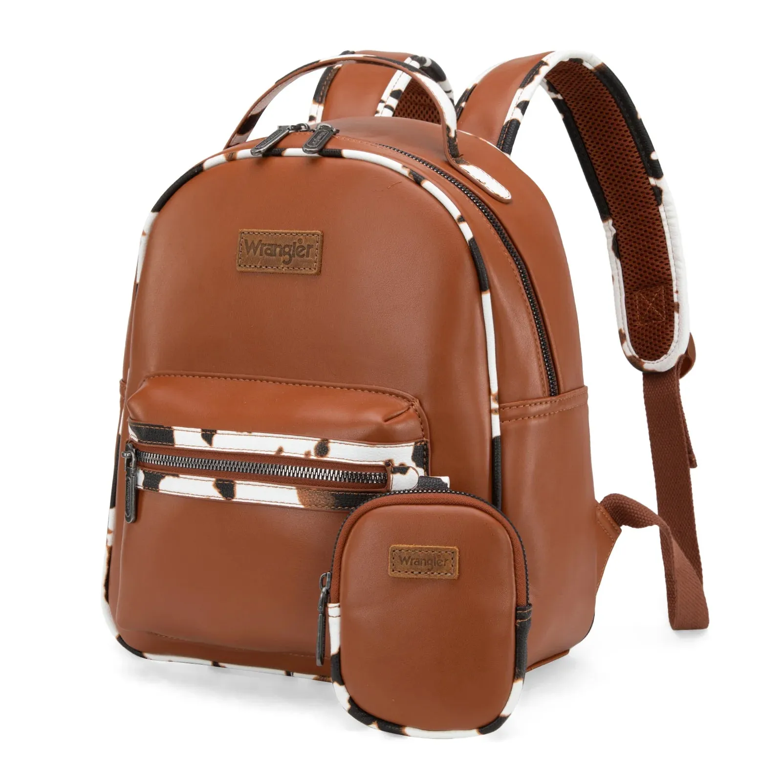 Cow Print Backpack - Brown