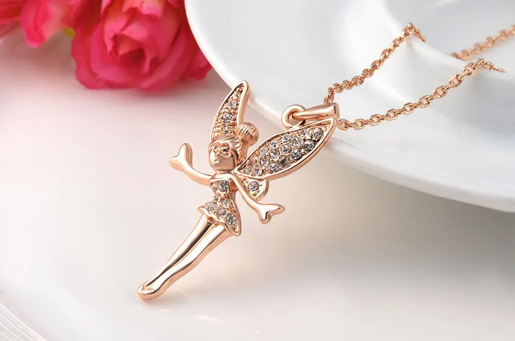 Crystal Fairy Necklace in 18K Rose Gold