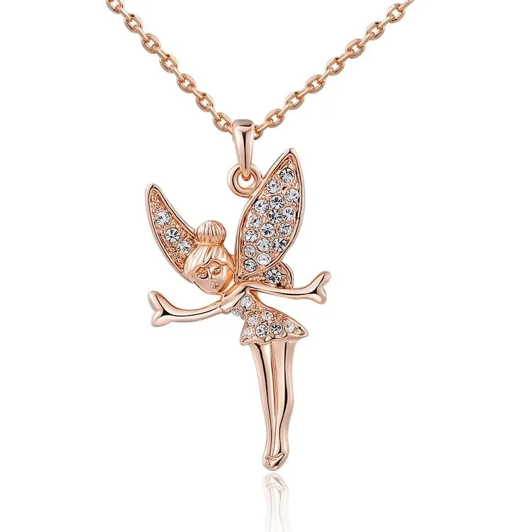 Crystal Fairy Necklace in 18K Rose Gold