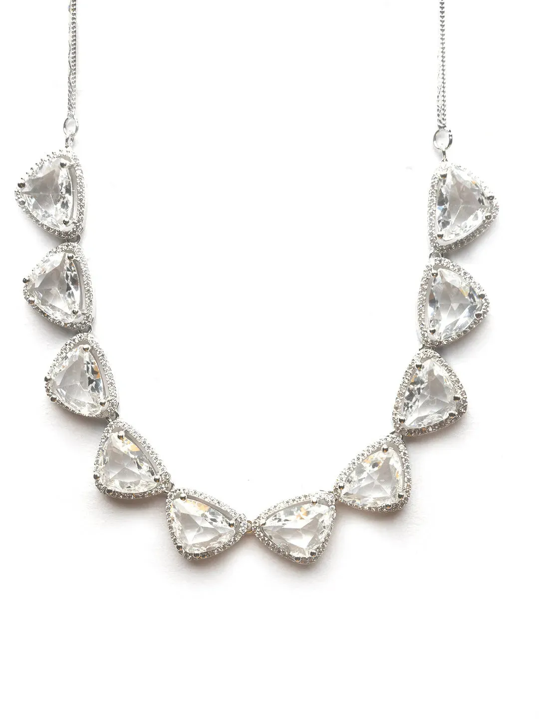 Dazzle and Shine: Designer White AD Necklace with Sparkling CZ Stones