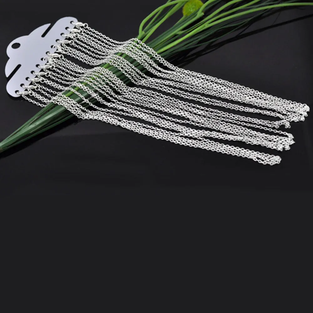 Doreen Box hot-  12 Silver color Lobster Clasp Cable Link Chain Necklaces For DIY Jewelry Making 18",Links:3.5x2.5mm (B12717)