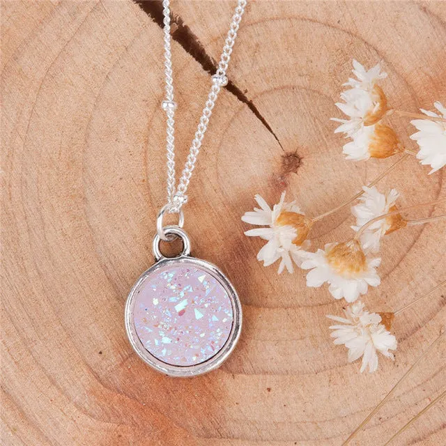 DoreenBeads 2016 Summer Handmade Druzy Drusy Resin Cabochon Round Pendant Necklace New Fashion Bohemia Woman Jewelry