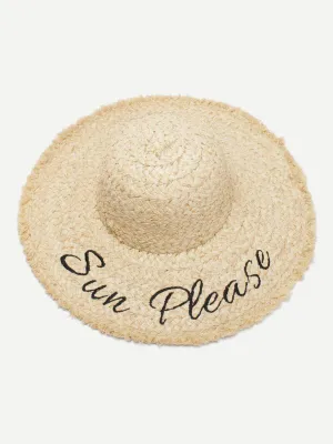 Embroidered Letter Straw Hat