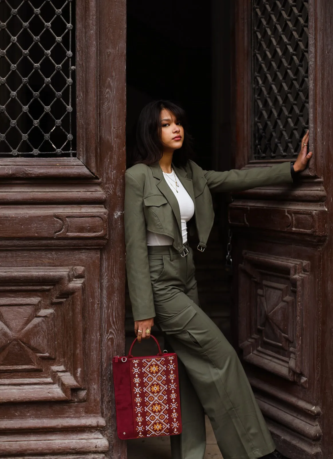 Ethnic Laptop Sleeve In Burgundy