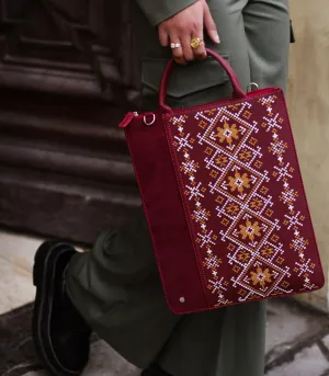 Ethnic Laptop Sleeve In Burgundy