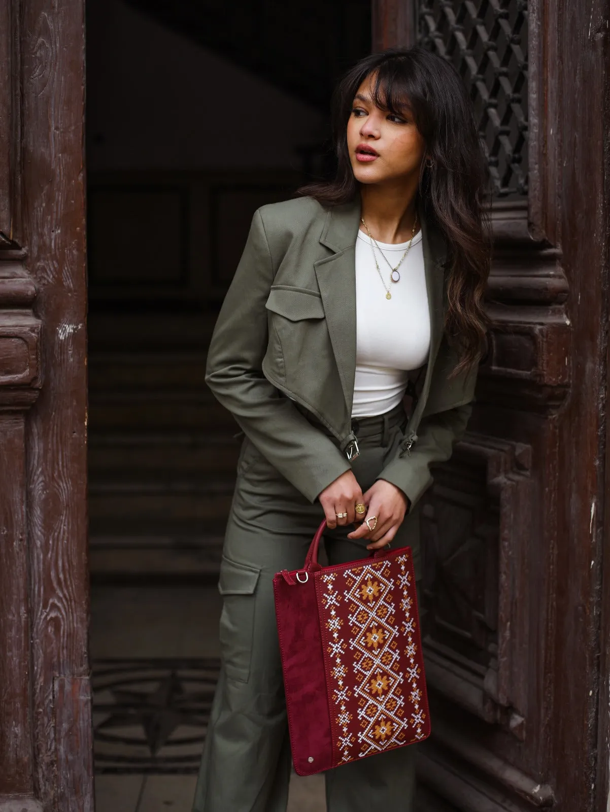 Ethnic Laptop Sleeve In Burgundy