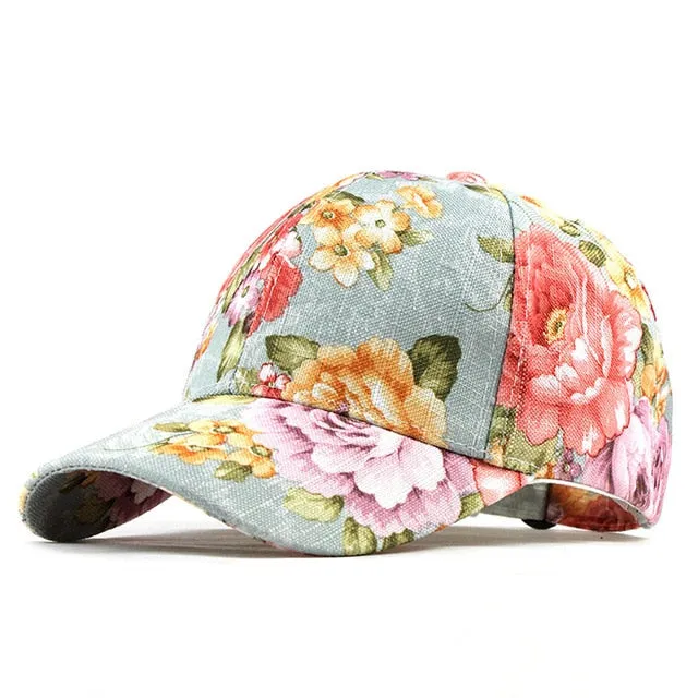 Floral Embroidered Flower Print Lace Snapback Baseball Cap